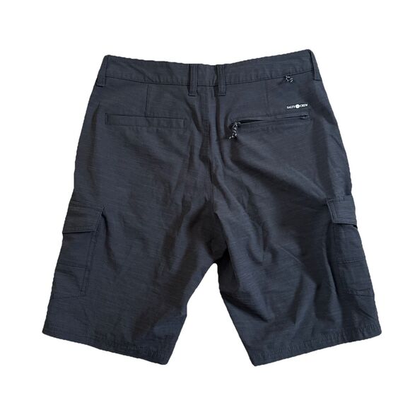 Salty Crew Drifting 2 Cargo Hybrid Walk Shorts Mens SZ 28 Black - Picture 2 of 12
